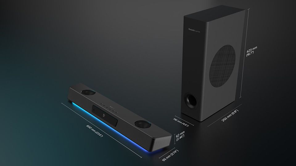 ابعاد Creative Sound Blaster Katana V2X